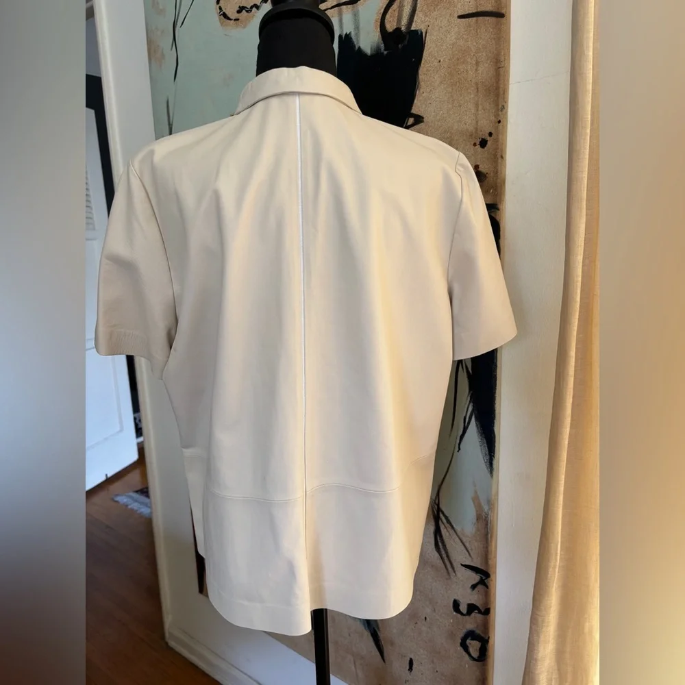 Lafayette 148 New York Cream Button-Front Blouse - Picture 3 of 8